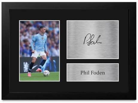 HWC Trading Phil Foden Manchester City Man City Gifts Printed Signed Autograph Picture for Fans and Supporters - A4 Framed