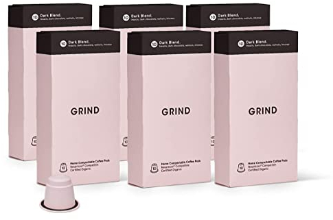 Grind Dark Coffee Pods – Pack of 60 Biodegradable Capsules – 100% Arabica – Nespresso® Original Compatible Capsules – Home Compostable – Barista Quality and Specialty Grade – Dark Roast