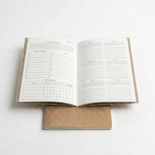 Wanderings Odaterad Veckoplanerare – Refill för A5-Resenärsanteckningsbok | 60 Veckor, 2 Häften | Vanespårare, Mål och Daglig Planering | 14 x 21 cm (5,5 x 8,25)