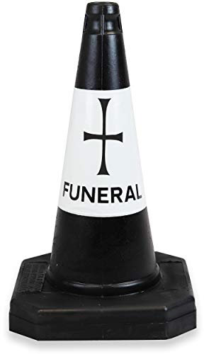 500MM Funeral Safety Traffic Cone Black With White Reflective Bespoke Funeral Sleeve Heavy Duty Manufactured With Recycled Materials Road Safety Cone Cone