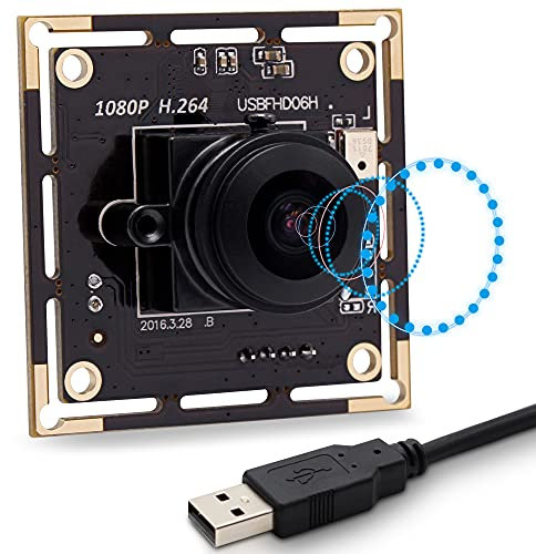 Svpro 180 Degree Fisheye USB Camera Module with Digital Audio,FHD 1080P USB Camera Board with Sony IMX322 Sensor, 0.01 Low Lux Camera Web Security Cam 30fps Support H.264