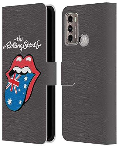 Head Case Designs Officially Licensed The Rolling Stones Australia International Licks 1 Leather Wallet Case Compatible with Moto G60 / Moto G40 Fusion