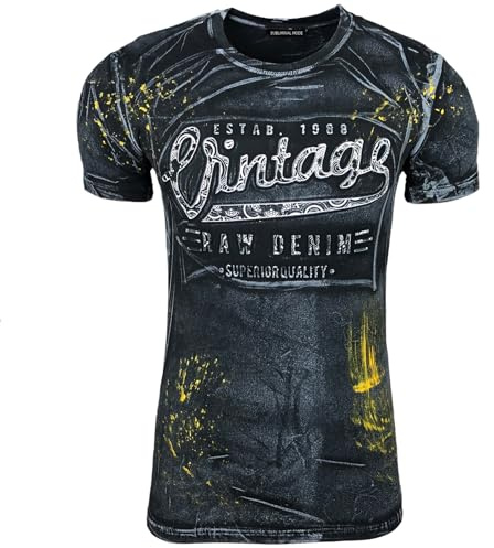 Subliminal Mode T-Shirt Homme Coton Col Rond Manches Courtes Délavé Style Mordene/Vintage - Imprimé en 3D Unique - Coupe Classique BX10184