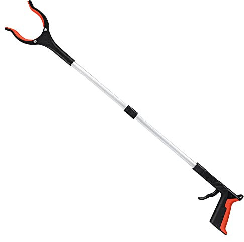 2024 Upgrade Grabber Reacher Tool, 360° Rotating Head, Wide Jaw, 32 Foldable, Lightweight Trash Claw Grabbers for Elderly, Reaching Tool for Trash Pick Up Stick, Litter Picker, Arm Extension (Orange)