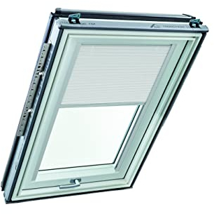 Roto Original Faltstore ZFA Faltrollo Dachfenster - Führungsschiene Silber - Beidseitig bedienbar - Plissee für Dachfenster Baureihe Q - Größe 078/118 | 07/11 - Stofffarbe Weiß