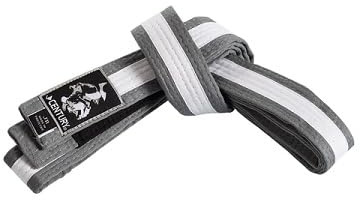 KID's YOUTH JIU-JITSU STRIPED BELT GRAY w/WHITE STRIPE size M1 88 long
