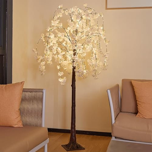 Somsiwey Cherry Blossom Tree Light, 6ft Lighted Trees for Indoor Outdoor Decoration, 450 LED Lights Artificial Cherry Blossom Tree for Home Patio Party Christmas Decor