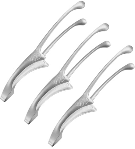M METERXITY 3 Pcs Korean and Japanese BBQ Tongs 10 Inch Barbecue Tongs 304 Stainless Steel Kitchen Self-Standing Grill Non-Slip for Grill/Salad/Camping/Cooking [Silver]