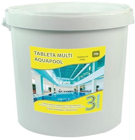 Pastillas de Cloro multifunción 200 Gramos 3 acciones 5 KG - Apto para Liner no Contiene Cobre