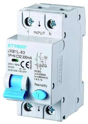 IXTRIMA Interruttore Magnetotermico Differenziale 1P+N 32A 300mA 220V-6KA 2 moduli 300mA per Guida DIN - Protezione Circuiti e Sicurezza Impianti