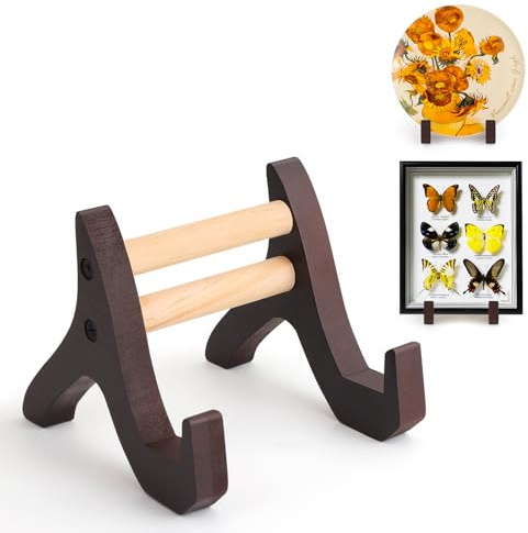 Hiitytin Wood Plate Stand for Display, Picture Frame Easels Stand Holder for Table Top, Display Holder for Photo Plate Artwork (Small)