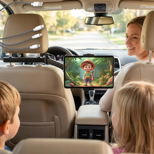 MONVIX Soporte Tablet Coche Reposacabezas | Soporte iPad 4,7–13″, Giro 360°