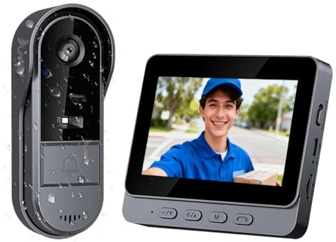 Campanello senza fili esterno Citofono senza fili con Telecamera 1080P Videocitofono Impermeabile IP67 intelligente Campanello con Schermo IPS 4,3'' Visione Notturna Nessun WiFi o APP