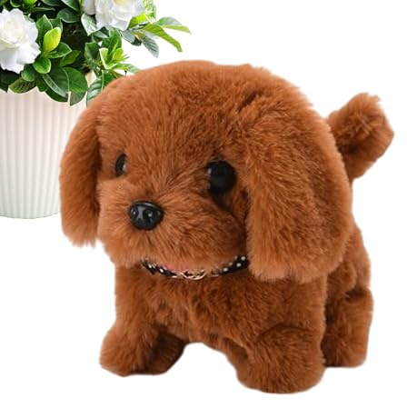 Holdes Chien Robot Réaliste,Jouet en Peluche Interactif Électronique d'animal de Compagnie - Jouet en Peluche de Chiot Simulé - pour Anniversaire Noël Maison Voyage Intérieur Chambre d'enfant