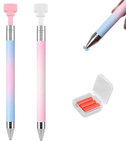 2 Pcs Diamond Art Pen with Wax, Automatic Refillable Diamond Art Pens, Fine Point Accessories for DIY Craft and Nail Art