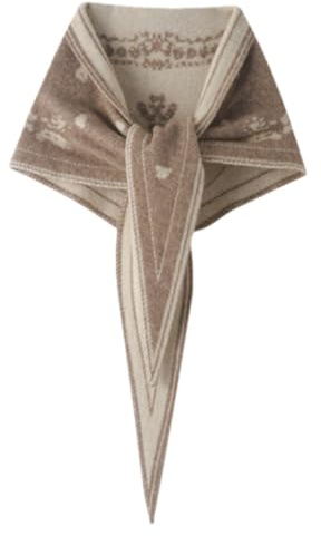 100% Cashmere Knitted Triangle Scarf for Women Fashionable Accessory Pashmina Scarves Warm Neck Scarf LuxuryTriangle Shawl (jacquard brown)