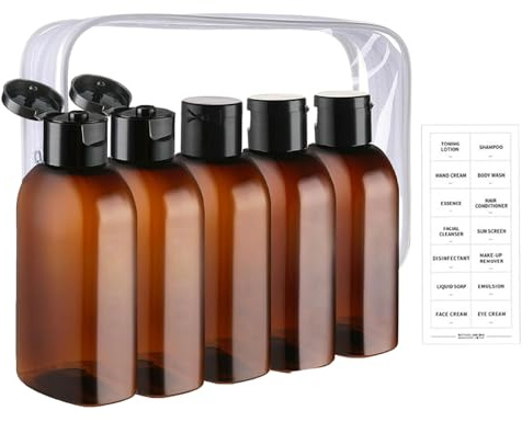 Nuyhadds Bidones De Viaje Para Artículos De Higiene Personal | Recipientes Pequeños Con Etiquetas,Botellas Reutilizables Multifunción 100ml Para Senderismo Excursiones Y Actividades Al Aire Libre
