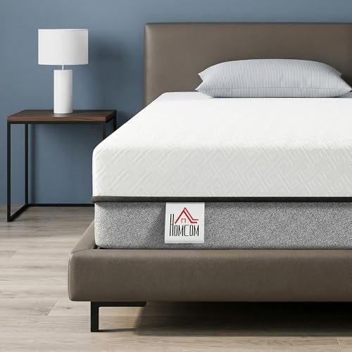 HOMCOM Matratze 140x200cm H3 mittelfest 20 cm Höhe Ergonomisch, Atmungsaktiv Matratze aus Gel-Memory-Schaumstoff, mit abnehmbarem, waschbarem Bezug, Öko-Tex & CertiPUR Zertifiziert
