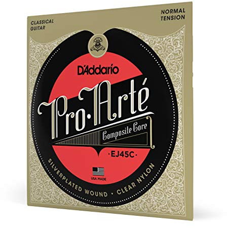 D'Addario Gitarrensaiten Konzertgitarre | Nylon Gitarren Saiten | Nylonsaiten Konzertgitarre | DER BELIEBTESTEN SAITENMARKE | EJ45C | Versilbertes Kupfer/Nylon | NormalTension | Composite