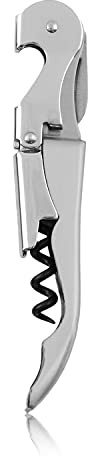 True Truetap Double Hinged Waiter's Corkscrew Wine Opener, Stainless Steel Wine Bottle Opener with Built In Foil Cutter, Home Bar Tools, Bar Cart Accessories, Wedding Gifts, Set of 1, Metallic Silver
