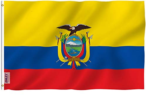 ANLEY Fly Breeze Bandera de Ecuador de 3x5 pies - Color vivo y resistente a la decoloración UV - Encabezado de lona y doble costura - Banderas nacionales ecuatorianas Poliéster con ojales