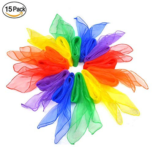 JPudinor Jongliertücher Tanz Tücher Gymnastiktücher Jonglier Schals 60 x 60 cm 15 Stück