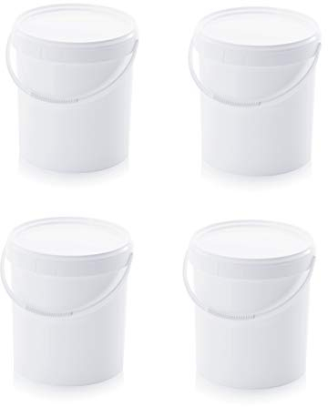 4X Eimer 20l mit Deckel * lebensmittelecht * 20 Liter * weiß * Kunststoffeimer * Hobbock