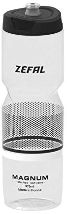ZEFAL Magnum Grande Contenance, Gourde Vélo et Sport Réutilisable sans BPA-Bidon Eau Soft Couvercle Vissable-Fabriqué en France Cyclisme, Mixte Adulte, Noir (Transparent), 975 ML