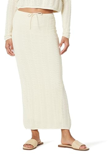 The Drop Makayla Falda Midi de Ganchillo para Mujer, Abedul, Talla M