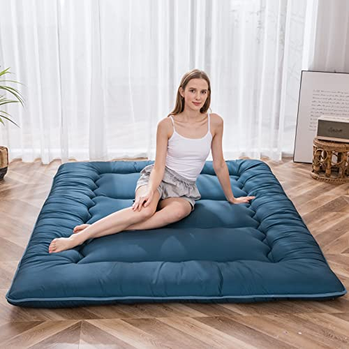 MAXYOYO Klappmatratze Futon Matratze Bodenmatratze Gepolsterte Japanische Tatami Gesteppte Bett, Dicke Faltmatratze Schlafmatte Rollmatratze Bodenliege Gästematratze (Blaustein, 150x200 cm)