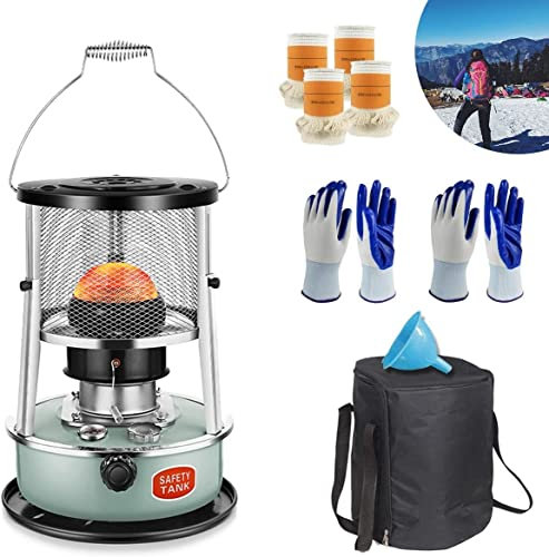 YLFC Estufa De Petróleo para Interiores con 4 Núcleos De Algodón, Calentador De Petróleo Ajustable En Altura, Estufa De Petróleo Portátil Eficiente para Interiores, Calefacción Sin Electricidad B