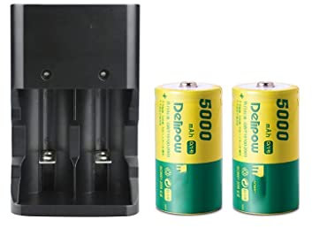 XCC Juego de baterías Recargables n. ° 1, Calentador de Agua de 10000 MAh, Estufa de Gas, Tipo D Grande, 1 Carga, 2 Potencia (Color : 5000mAh, Size : Two)