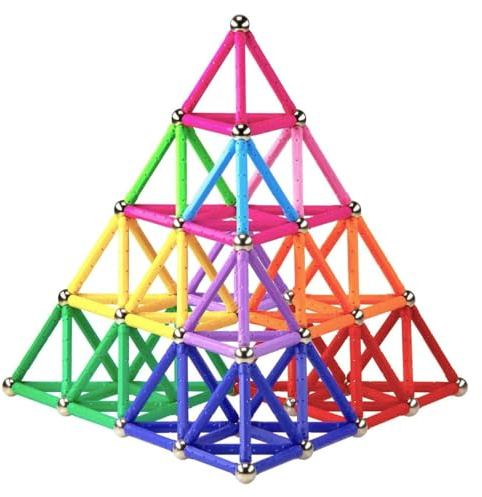 Funifinds 161 Pièces Blocs de Construction Magnétique 3D Jouet de Puzzle Jeux de Construction avec Bâtons Magnétique Colorés pour Les Filles et Garçons de Plus de 4 Ans