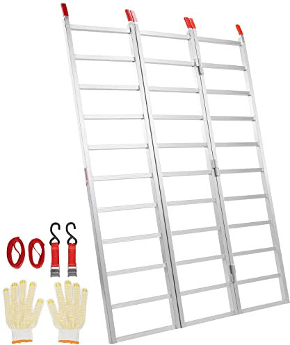VEVOR Rampes de chargement en aluminium 0,7 T Rampe d'accès à 3 plis avec sangles de charge, rail de charge pliable pour moto, tracteur, ATV, camion, tondeuse, chasse-neige, 196 x 138 cm