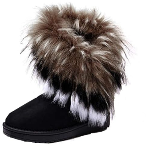 ticticlily Bottes Femme Hiver Neige Cheville Flat Boots Chaudes Fourrure Chaussures
