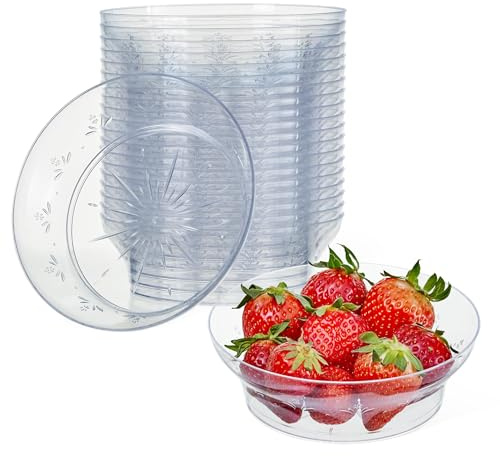 MATANA 100 Small Clear Hard Plastic Serving Party Bowls (360ml / 12oz) - Perfect for Nibbles, Desserts, Snacks, Candy, Nuts, Antipasti, Sweets - Elegant & Reusable