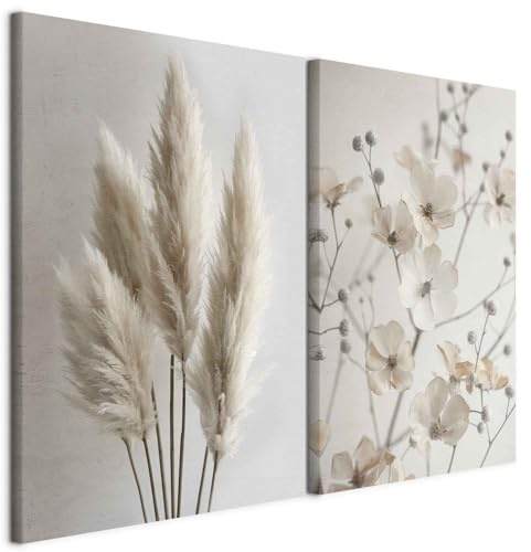 murando - Set di 2 Quadri Fonoassorbenti Decorativi Componibili Fiore Bianco 40x30 cm Ciascuno delle Dimensioni di 20x30cm - Collage 2 Pezzi - Quadro Moderno Insonorizzati - Idea regalo b-H-10206-b-a
