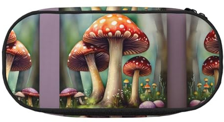 HJLUUFT Kosmetiktasche mit japanischem Malerei-Pilz-Druck, Schreibwaren, Kawaii-Bleistift-Box, Gadget-Organizer-Tasche mit Reißverschluss