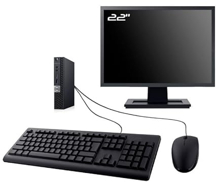 Dell PC OptiPlex 7060 Micro Ecran 22 Intel I3-8100T RAM 32Go SSD 2To W11 WiFi