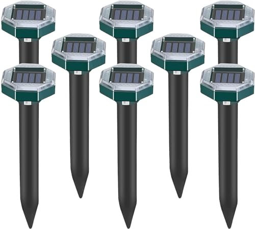 Répulsif Taupes, Répulsif Taupes Solaire amélioré, Répulsif Taupes Solaire à ultrasons étanche pour repousser Les campagnols, Gopher, Serpent (8)