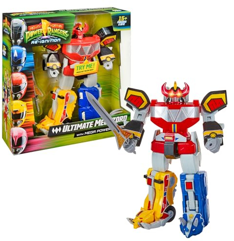 Power Ranger, Figurine géante articulée, avec Accessoires et Fonctions électroniques, 30 cm, Modèle Megazord, pour Les Enfants dès 4 Ans, PWG01, Rouge X