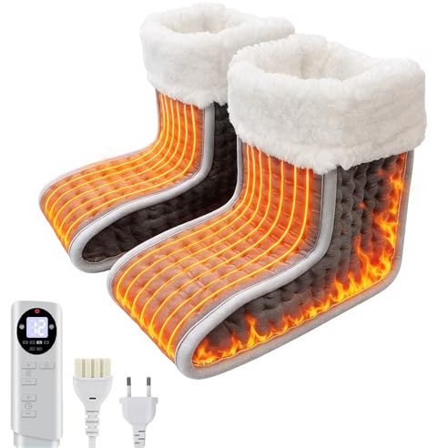Chaufferette Pieds, Chauffe-pieds Électrique Chauffant, 6 Réglages de Température, 4 Minuteries, Chauffe Pied Chausson Lavable en Machine, Pied Chauffant pour Homme et Femme