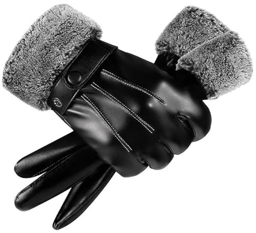 WEOKDFHA Skidhandskar herr vinter fleece utomhus ridning vatten repellent anti slip körning varma motorcykelhandskar lämpliga för skidåkning (grå)