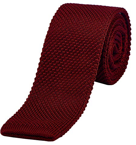 DonDon schmale Strickkrawatte dunkelrot 5 cm