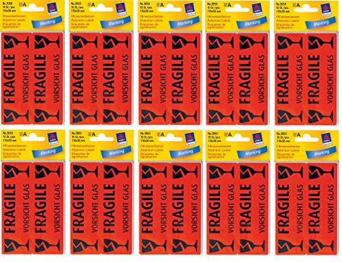 AVERY Zweckform Hinweisetikett Vorsicht Glas, 119 x 38 mm