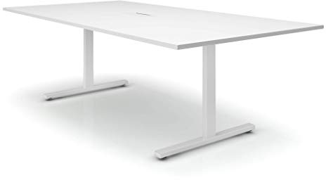 Weber Büro Easy Konferenztisch 240x120 cm Weiß mit ELEKTRIFIZIERUNG Besprechungstisch Tisch, Gestellfarbe:Weiß