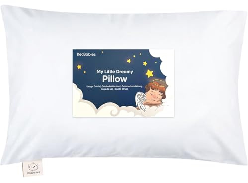 Toddler Pillow with Pillowcase - 13x18 My Little Dreamy Kids Travel Bed Pillows for Sleeping, Organic Cotton Small Pillowcase, Soft & Breathable, Machine Washable, Toddlers 2-5 Years Old (Soft White)