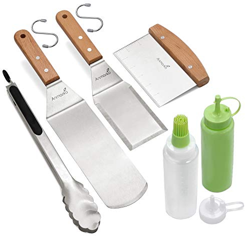 Exklusives Grillwender Set aus hochwertigem Edelstahl - BBQ Grillset in erstklassiger Qualität für Hamburger & Braten - Bratenwender und Bratenheber für Indoor und Outdoor