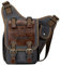 S-ZONE Herren Schultertasche Vintage Canvas PU Leder Crossbody Sling bag Brusttasche Military Sporttasche Multipurpose Rucksack für Reise Wandern Schule Freizeit
