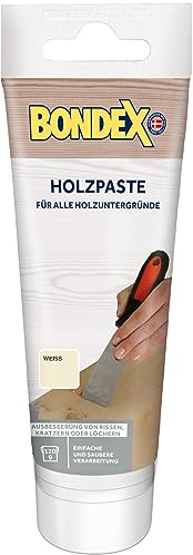 Bondex 419392 Pâte de mastic pour bois pour réparation des fissures et des trous, blanc, 0,12 kg